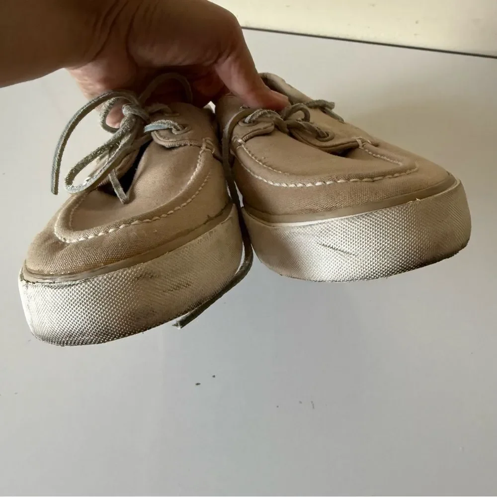 Polo Ralph Lauren Lander P Boat Shoes Mens Canvas Casual Gray Preppy Beach 8.5